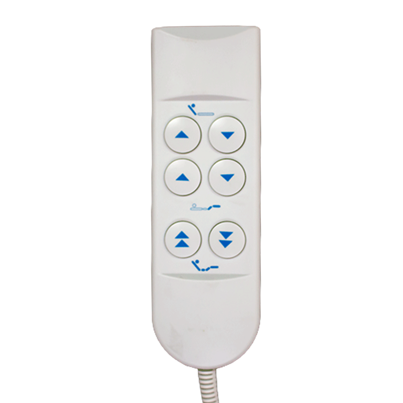 This image shows the wired remote control of the bed frame