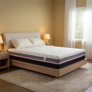 This image shows a scene of a memory foam mattress